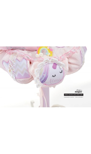 Lumanare de botez roz pentru fetite cu unicorni, 65x4cm, Baby Unicorn 12